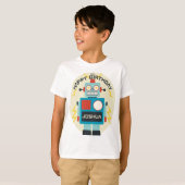 アンティーク玩具ロボット誕生日 Tシャツ (正面フル)