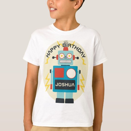 アンティーク玩具ロボット誕生日 Tシャツ (正面)