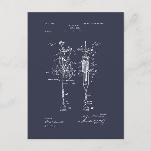 アンティーク玩具1904特許スケッチ ポストカード (正面)