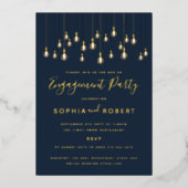 アンティーク球根ぶら下がったのライト婚約パーティ 箔招待状 (正面)