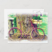 アンティーク用花籠付き自転車 ポストカード (正面/裏面)