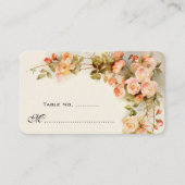 アンティーク登山のバラ結婚、のテーブル番号 プレイスカード (正面)