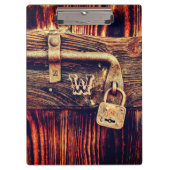 アンティーク真素朴鍮ロックのクリップボード付き木製ドア クリップボード (正面)