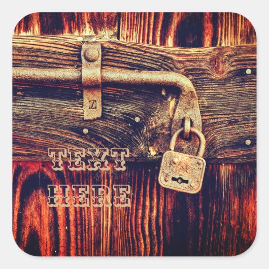 アンティーク真素朴鍮ロックシール付き木製ドア スクエアシール (正面)