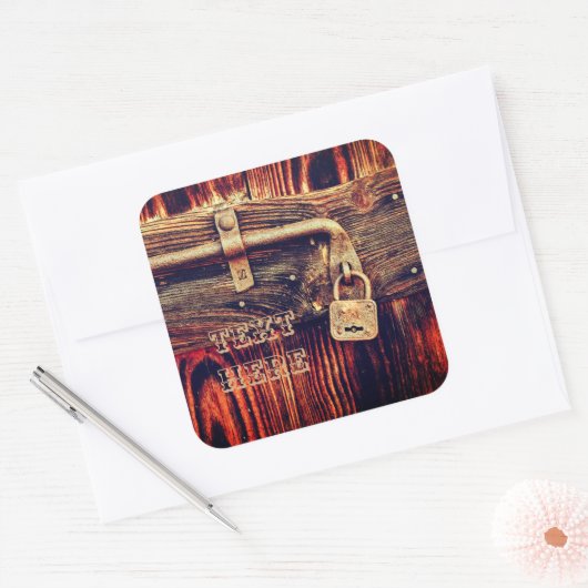 アンティーク真素朴鍮ロックシール付き木製ドア スクエアシール (封筒)