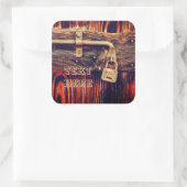 アンティーク真素朴鍮ロックシール付き木製ドア スクエアシール (バッグ)