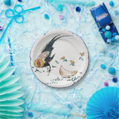 アンティーク磁器の鶏の鶏のファームハウスブルーホワイト ペーパープレート (パーティー)