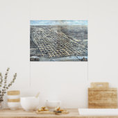 アンティーク空中都市オースティンの地図テキサス州, 1873 ポスター (キッチン)