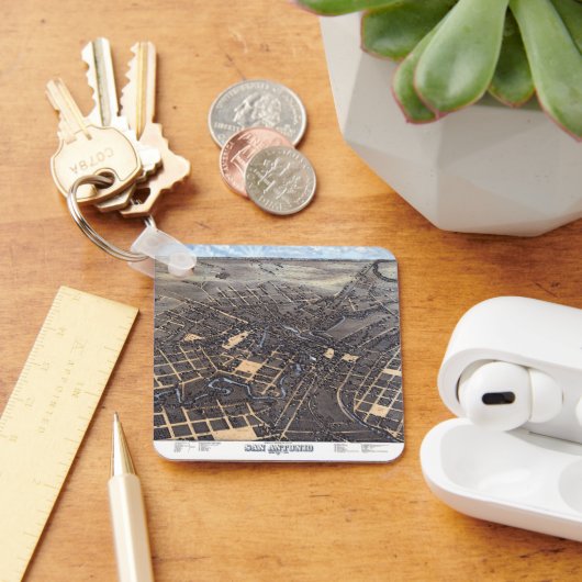 アンティーク空中都市サンアントニオの地図テキサス州1873 キーホルダー (デスク)