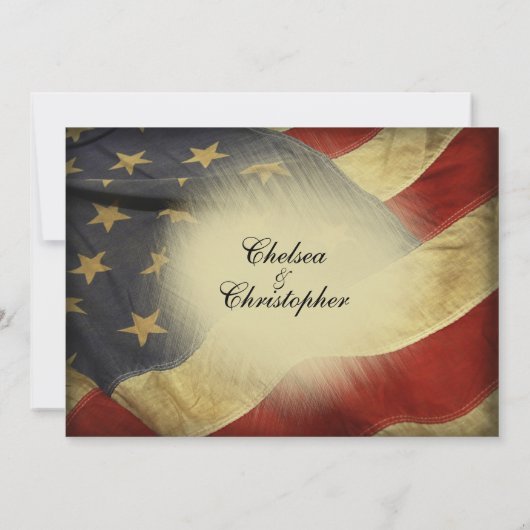 アンティーク米国国旗の結婚式招待状 招待状 (裏面)