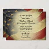 アンティーク米国国旗の結婚式招待状 招待状 (正面/裏面)