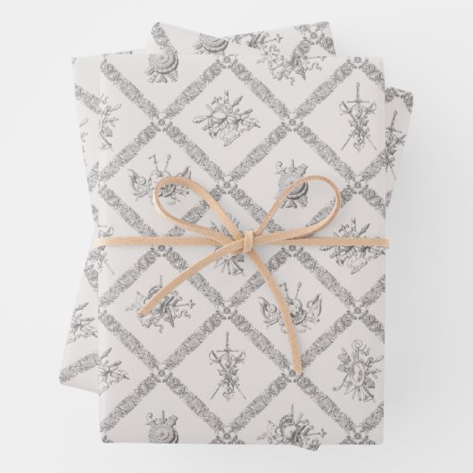 アンティーク紋章武器アーマーヴィンテージパターン ラッピングペーパーシート (インサイチュ)