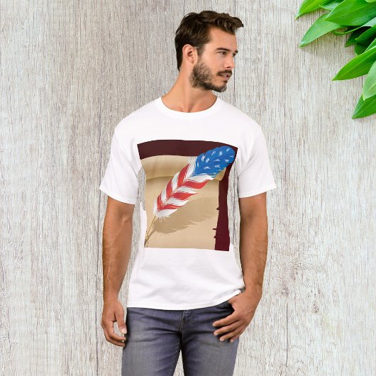 アンティーク紙に羽根ペンで愛国心を綴る Tシャツ