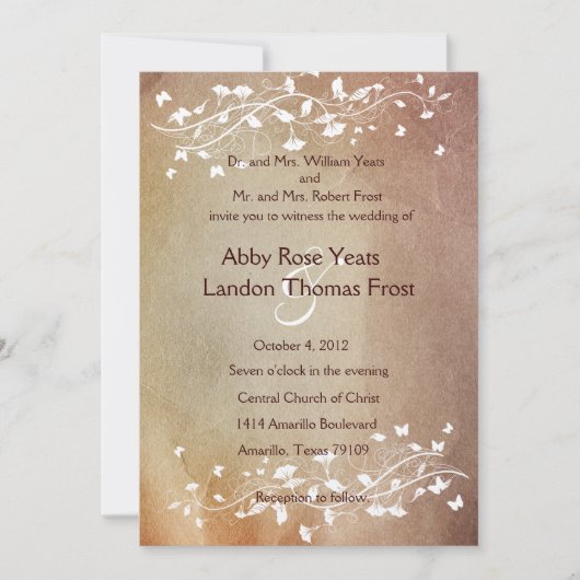 アンティーク紙の結婚式招待状 招待状 (正面)