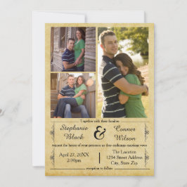 アンティーク紙の3枚の写真 - 結婚式の招待状 招待状