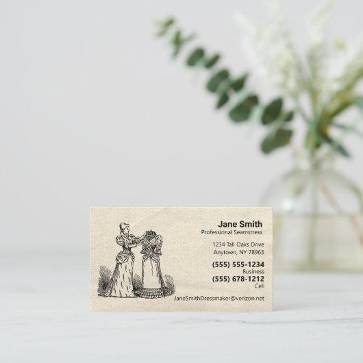 アンティーク紙オールドファッションシーマスドレスメーカー 名刺 (スタンド正面)