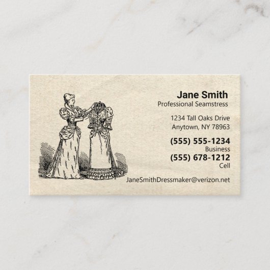 アンティーク紙オールドファッションシーマスドレスメーカー 名刺 (正面)