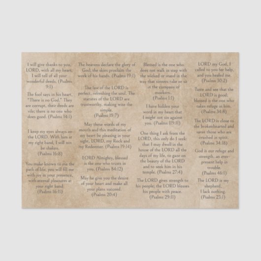 アンティーク紙バイブル詩編の聖句 薄葉紙 (正面)