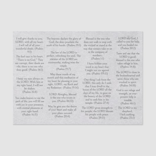 アンティーク紙バイブル詩編の聖句 薄葉紙 (正面)