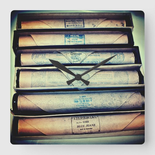 アンティーク紙ピアノ スクエア壁時計 (正面)