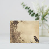 アンティーク紙ブラックバードアンドフラワーハロウィーン シーズンポストカード (スタンド正面)