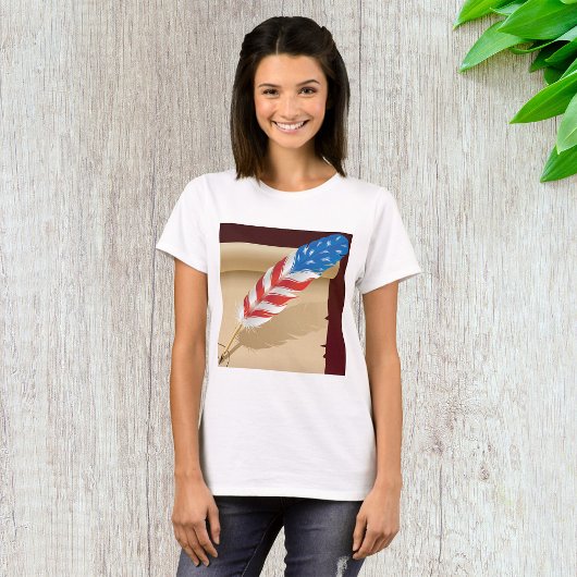 アンティーク紙上の愛国的な書記羽根 Tシャツ