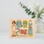 アンティーク紙人形少女ヴィンテージかわいい葉書 ポストカード (スタンド正面)