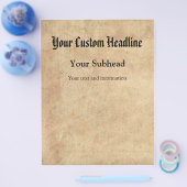 アンティーク紙背景カスタム文字 チラシ (シングル)