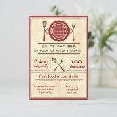アンティーク紙 「I do」 BBQ パーティー - 3x5 招待状 (スタンド正面)