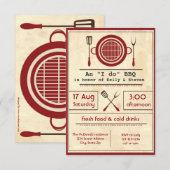 アンティーク紙 「I do」 BBQ パーティー - 3x5 招待状 (正面/裏面)