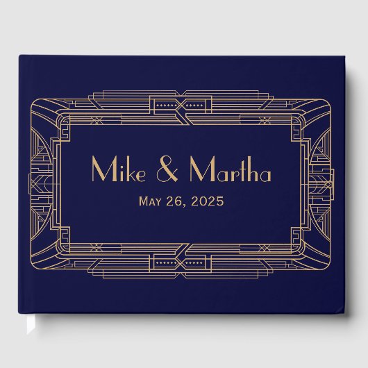 アンティーク素晴らしギャツビーアールデコ結婚ズゲストブック ゲストブック (正面)