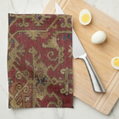 アンティーク素朴オリエンタルペルシアレッド模様 キッチンタオル (四つ折り)