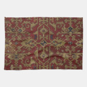 アンティーク素朴オリエンタルペルシアレッド模様 キッチンタオル (横)