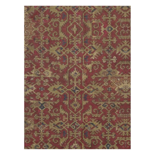 アンティーク素朴オリエンタルペルシアレッド模様 テーブルクロス (正面)