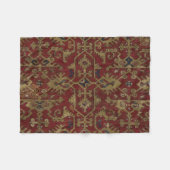 アンティーク素朴オリエンタルペルシアレッド模様 フリースブランケット (正面(横))