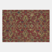 アンティーク素朴オリエンタルペルシアレッド模様 ラッピングペーパーシート (正面3)