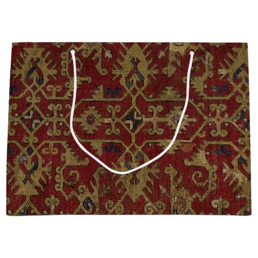 アンティーク素朴オリエンタルペルシアレッド模様 ラージペーパーバッグ (正面)