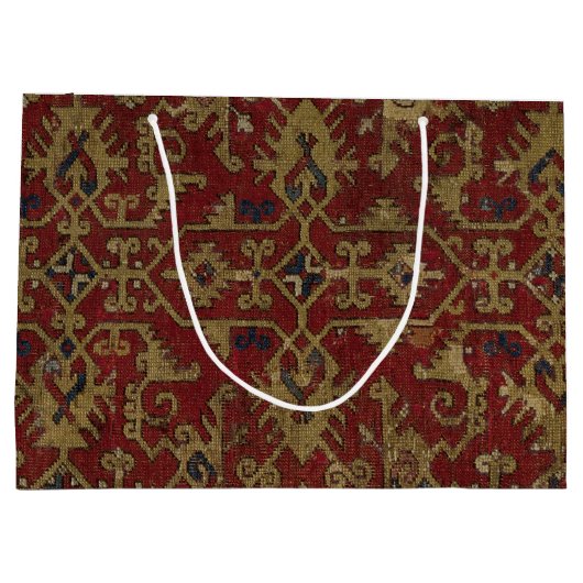 アンティーク素朴オリエンタルペルシアレッド模様 ラージペーパーバッグ (裏面)