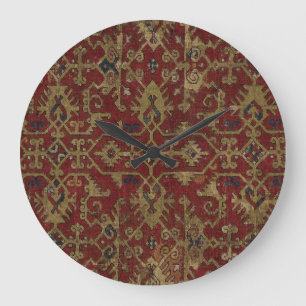 アンティーク素朴オリエンタルペルシアレッド模様 ラージ壁時計