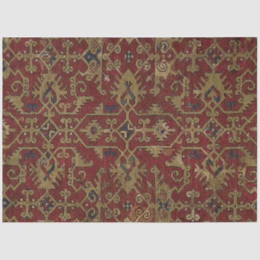 アンティーク素朴オリエンタルペルシアレッド模様 薄葉紙 (正面)