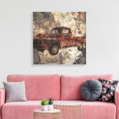 アンティーク素朴オールドトラック キャンバスプリント (インサイチュ (リビング))