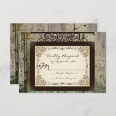 アンティーク素朴サイン国ウェディングRSVPカード 出欠カード (正面/裏面)