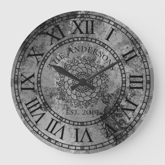 アンティーク素朴シャビーシックヴィンテージローマ数字 ラージ壁時計 (正面)