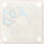 アンティーク素朴デカップヌブルー蝶 ガラスコースター (裏面)