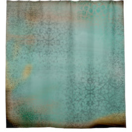 アンティーク素朴ファームハウススタイルティール（緑がかった色）レフェイクース シャワーカーテン