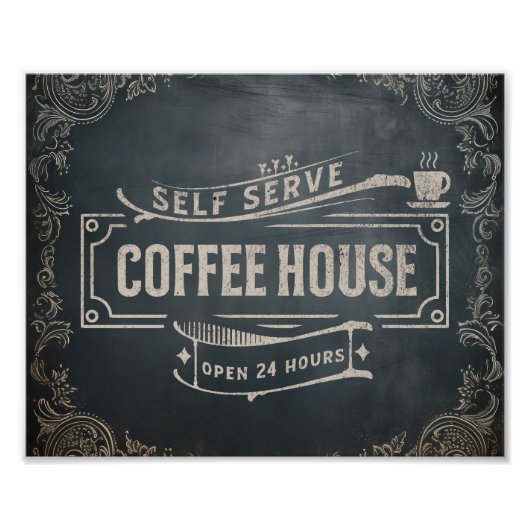 アンティーク素朴ブラックとブラウンコーヒーバー写真 フォトプリント (正面)