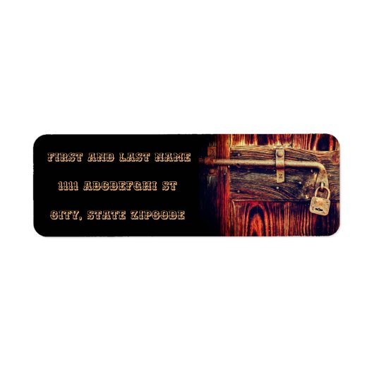 アンティーク素朴真鍮ロック付き木目 ラベル (正面)