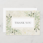 アンティーク素朴緑葉の サンキューカード (正面/裏面)