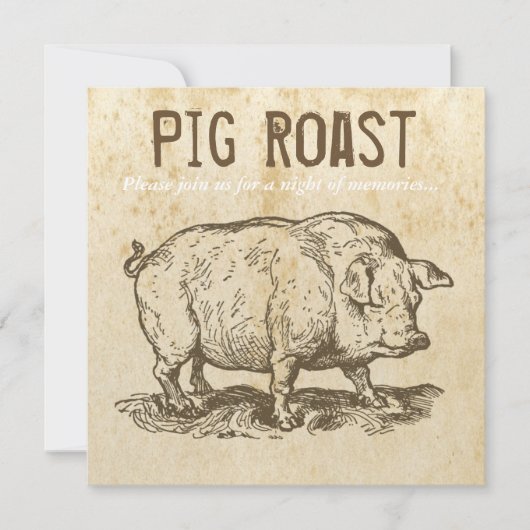 アンティーク素朴豚ロースト招待状 招待状 (正面)