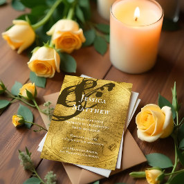 アンティーク素朴金ゴールドマップ結婚式招待状 招待状